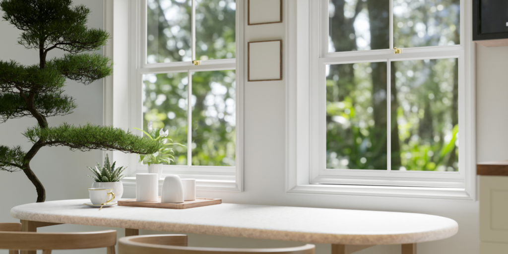 A serene image capturing a light-colored, bright room featuring a bonsai tree and a cactus. The scene conveys a sense of tranquility and renewal.The minimalist decor, coupled with the presence of natural elements, suggests a thoughtful approach to refreshing and revitalizing one's living spaces.