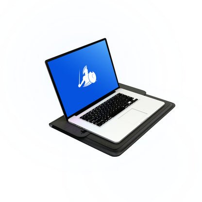DefenderShield laptop EMF protection sleeve used between a laptop and the body