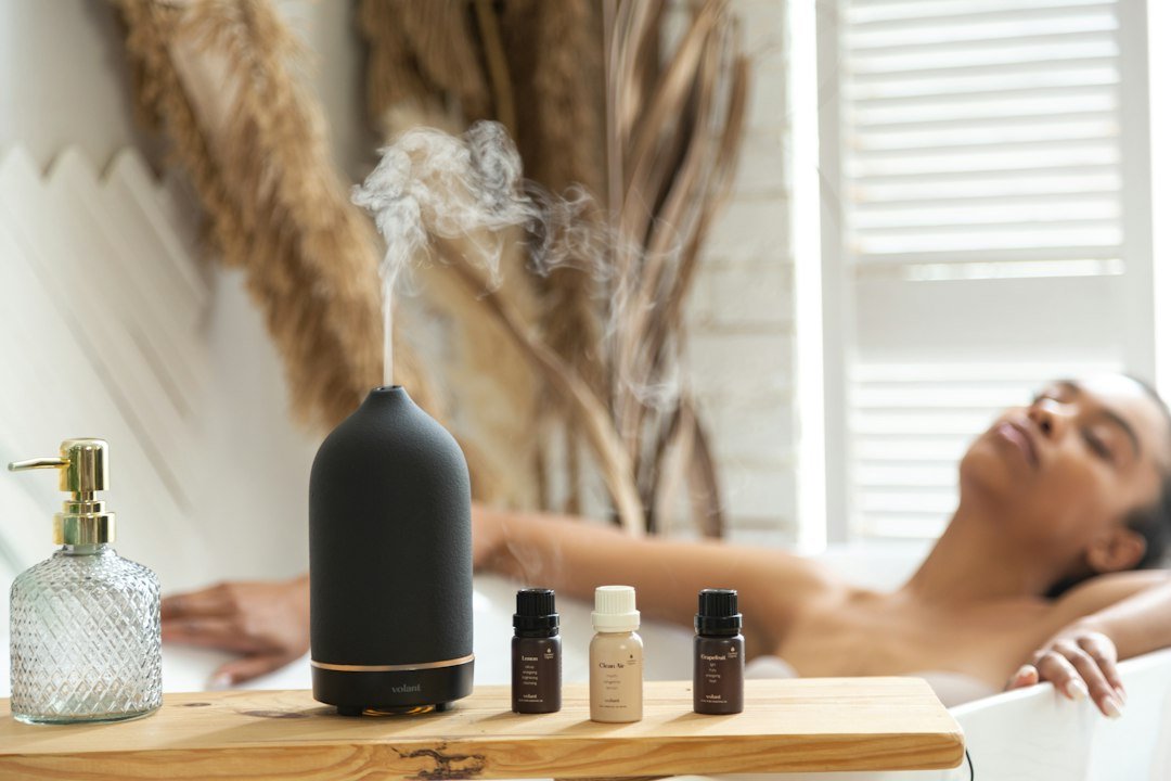 Essential oil diffuser styled in an interior