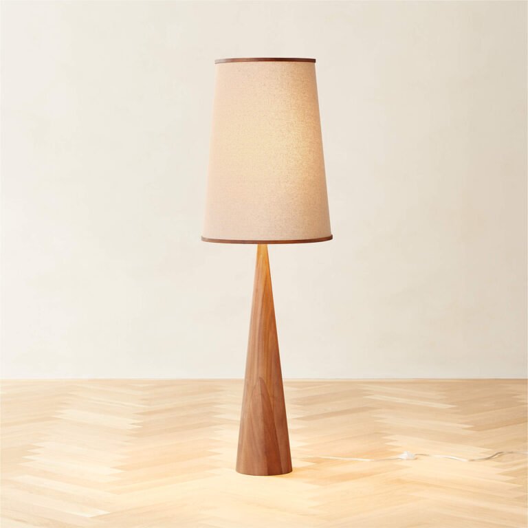 Bruna Walnut Wood Linen Floor Lamp