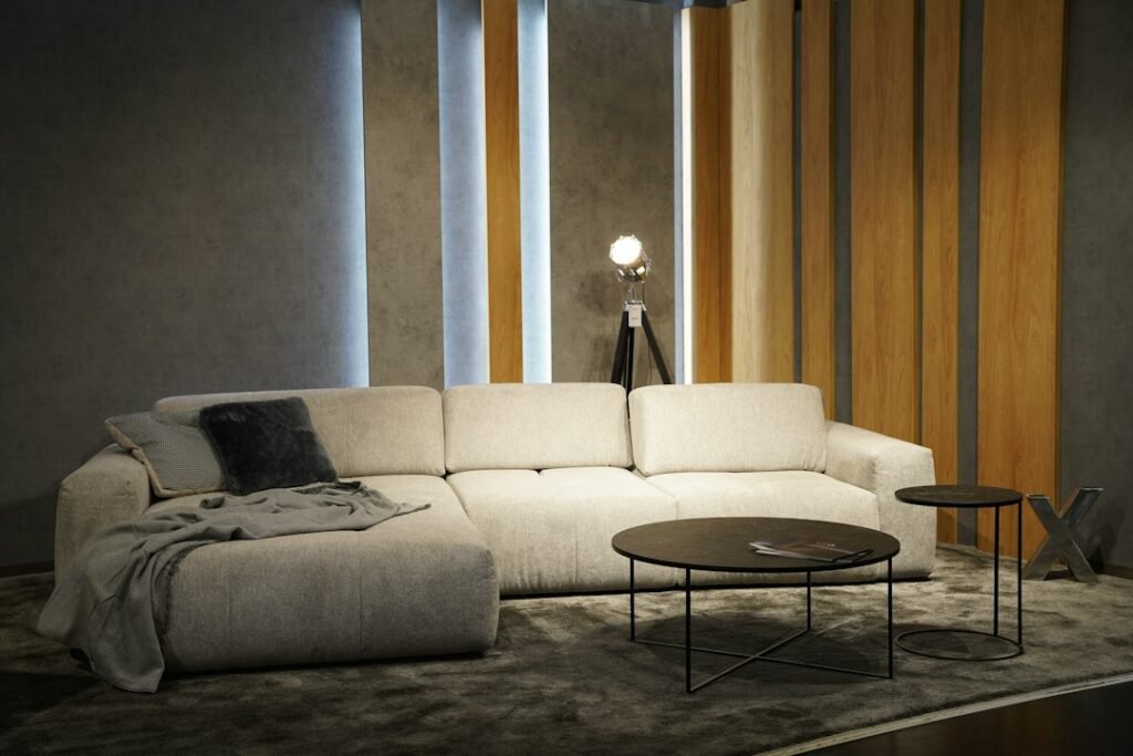 Layered evening lighting in living room