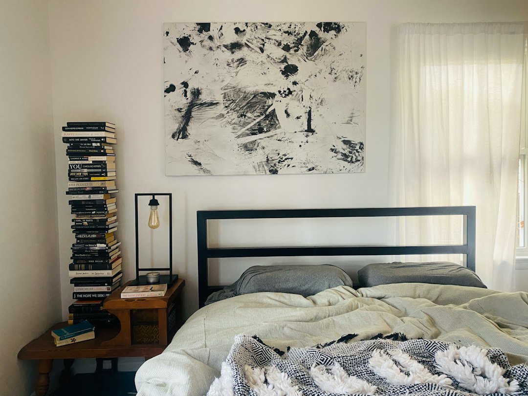 Neutral bedroom with a soft linen duvet cover