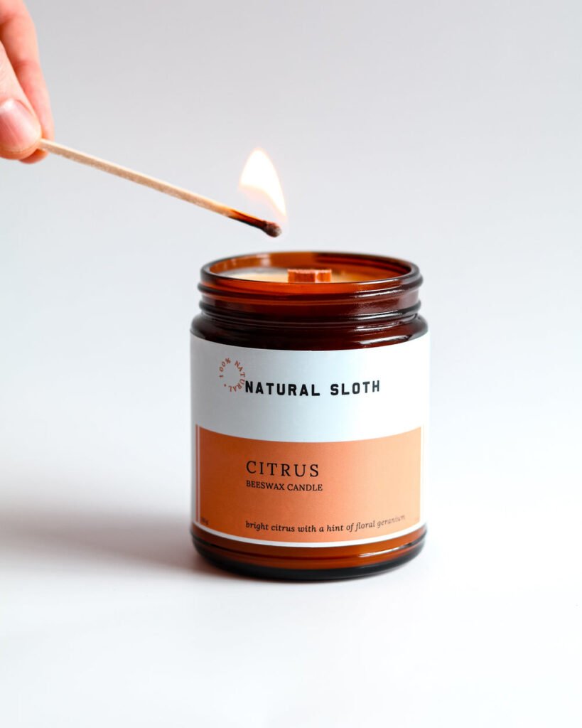 Natural Sloth Citrus Beeswax Candle