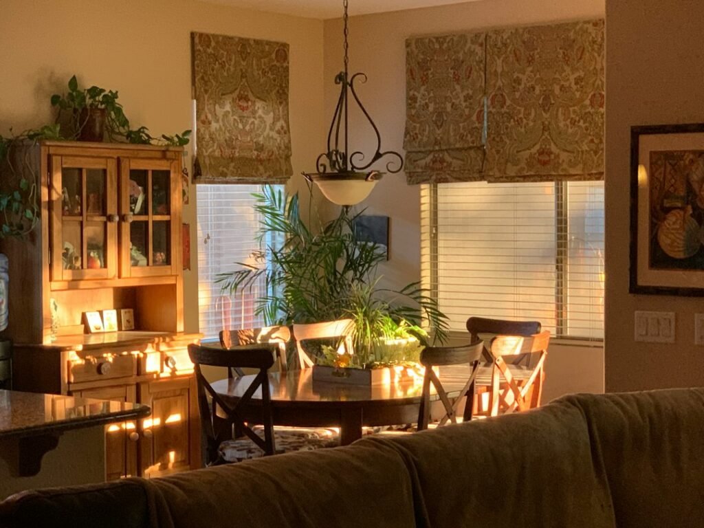 Sunlight entering a cozy living room