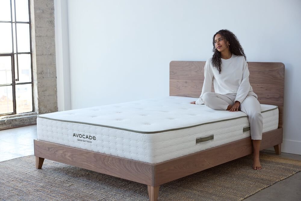 Avocado City solid wood bed frame in walnut