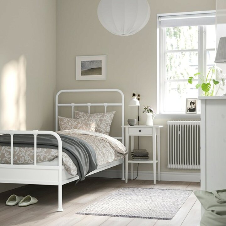 IKEA STJARNO white metal bed frame