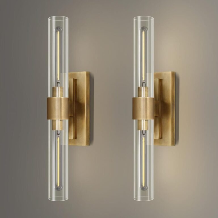 Glass Column Sconces, Pair